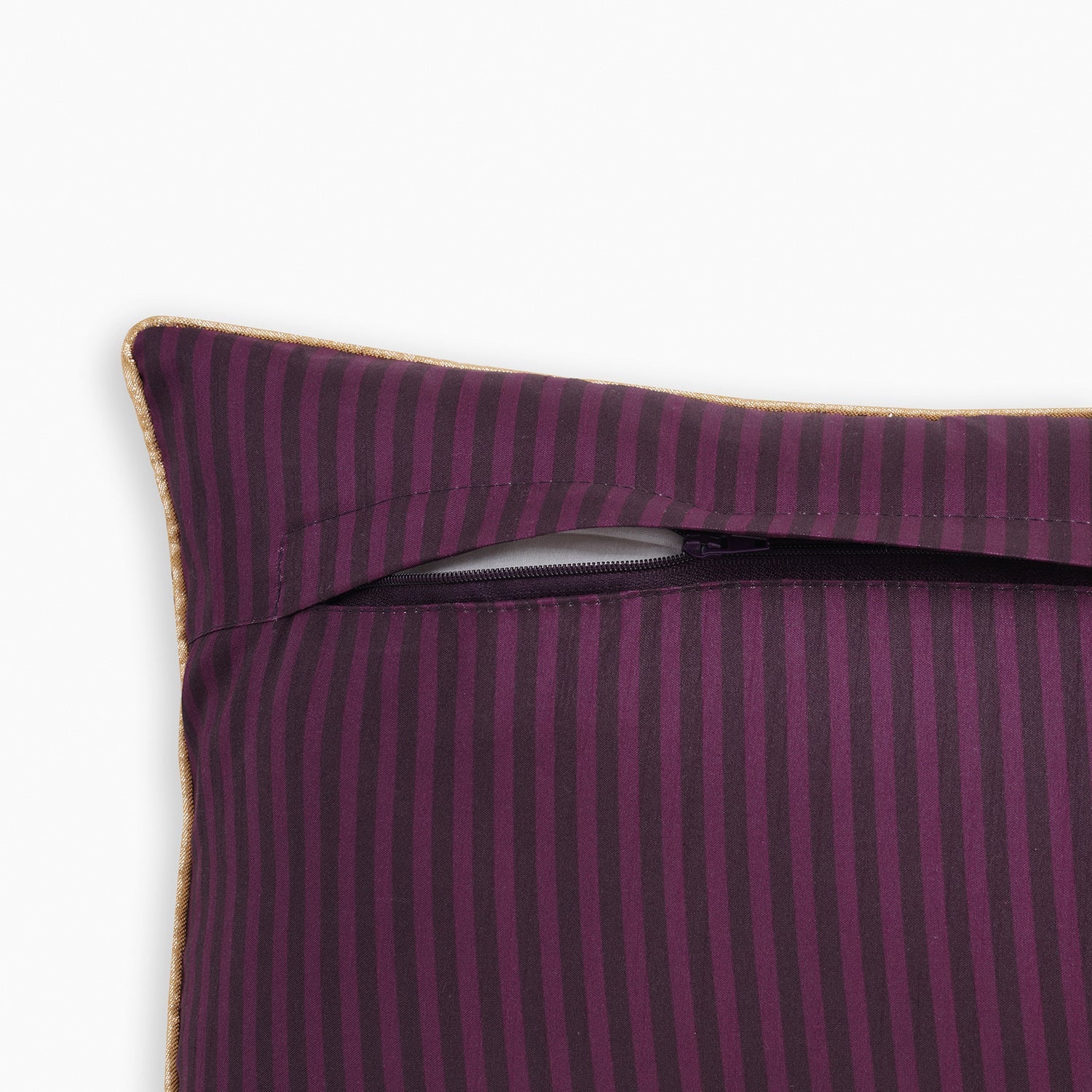 Purple Zari Embroidered Velvet Rectangle Cushion Cover