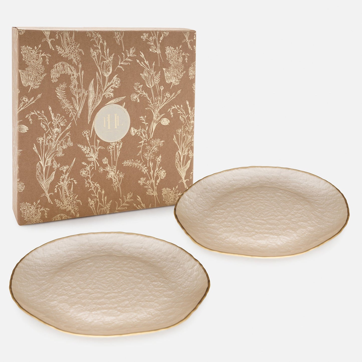 Set of 2 Beige Dune Glass Charger Plates