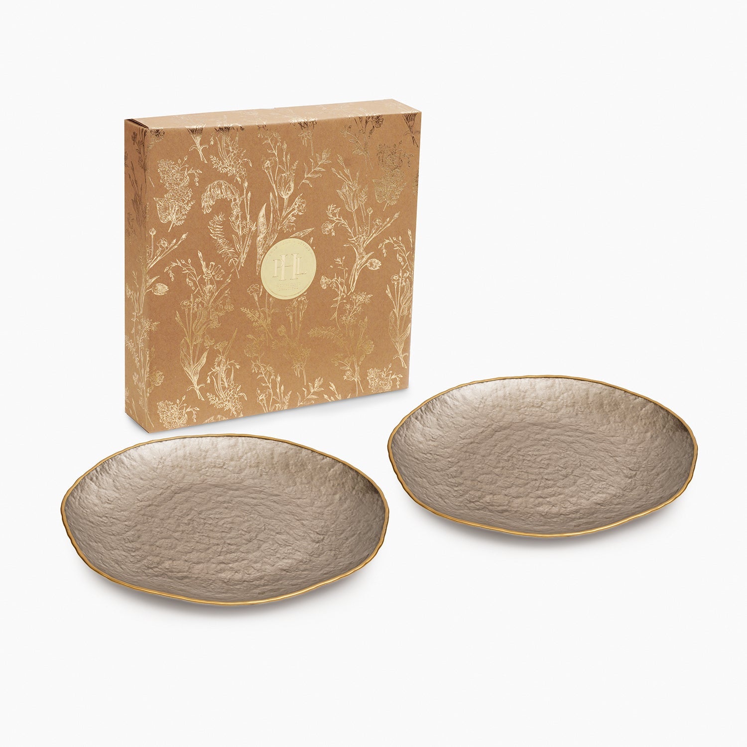 Set of 2 Taupe Dune Glass Dinner Plates