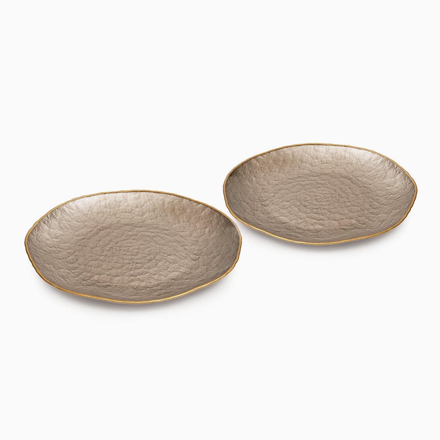 Set of 2 Taupe Dune Glass Dinner Plates
