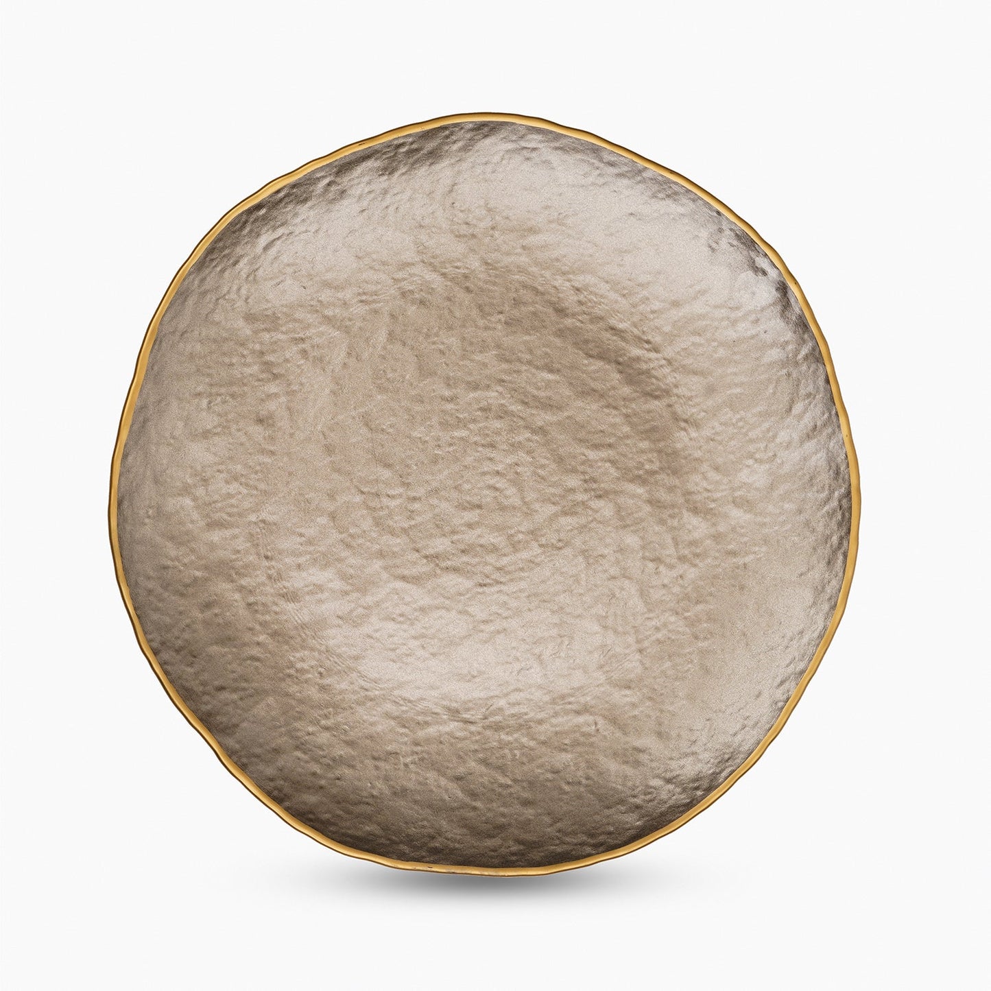 Set of 2 Taupe Dune Glass Dinner Plates
