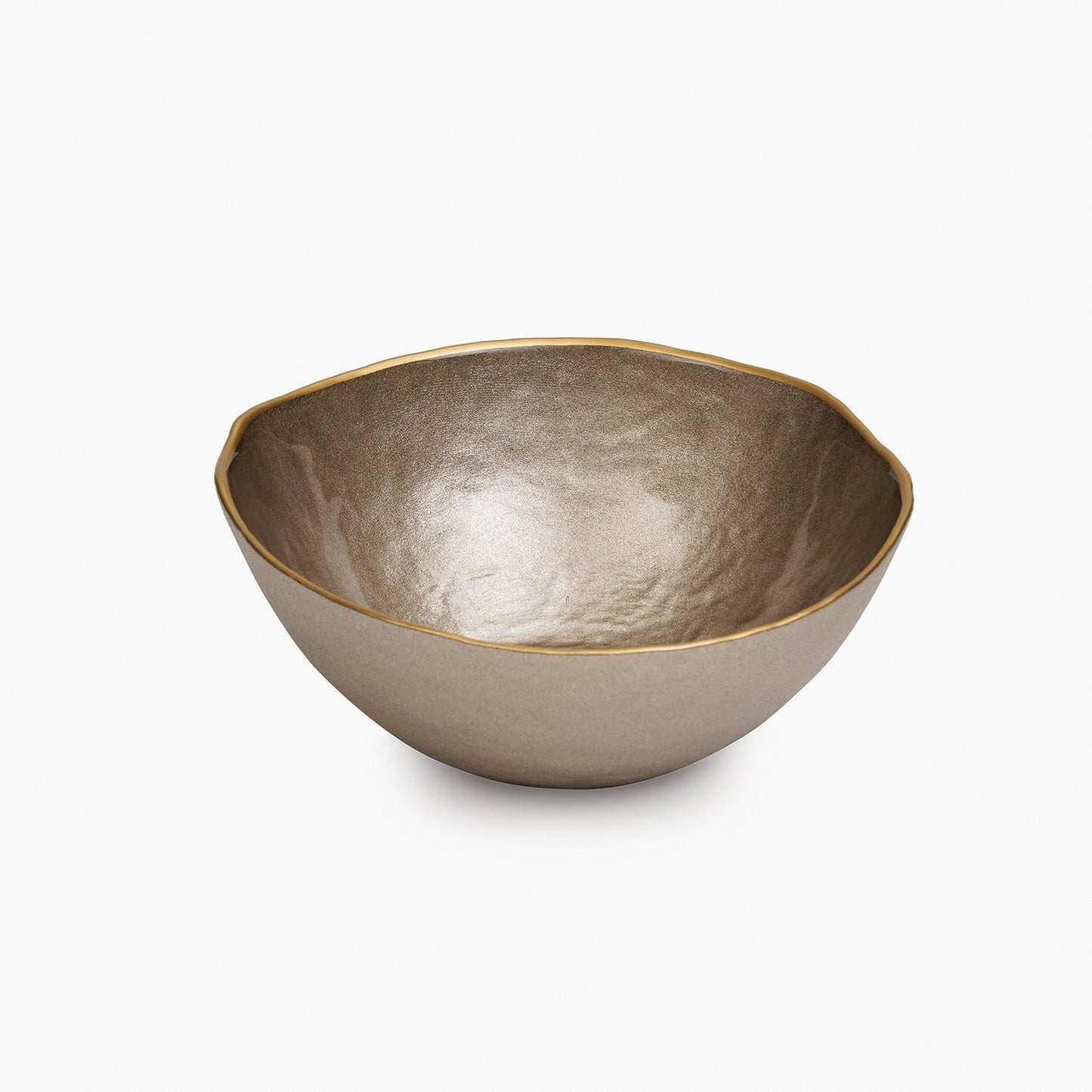 Set of 2 Taupe Dune Glass Serving Bowls