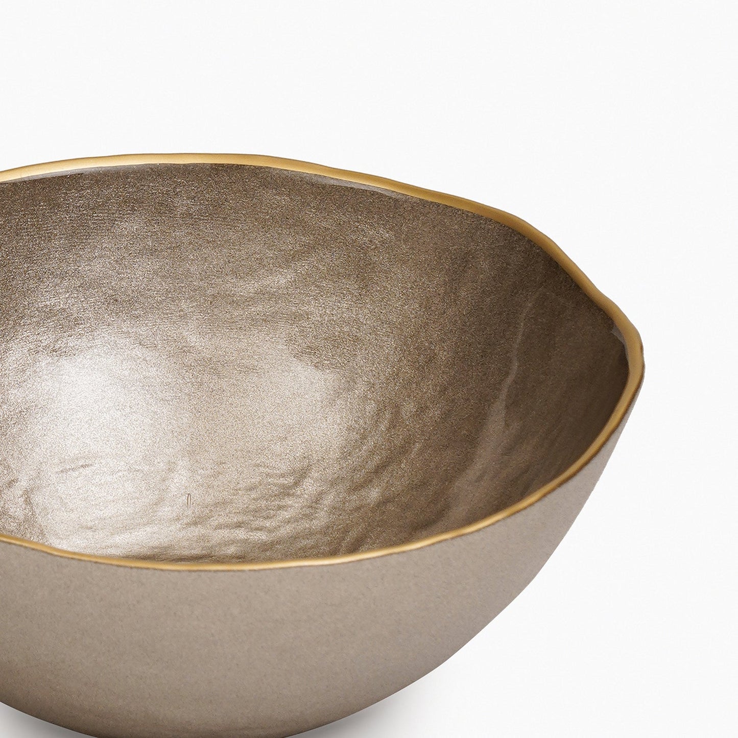 Set of 2 Taupe Dune Glass Serving Bowls