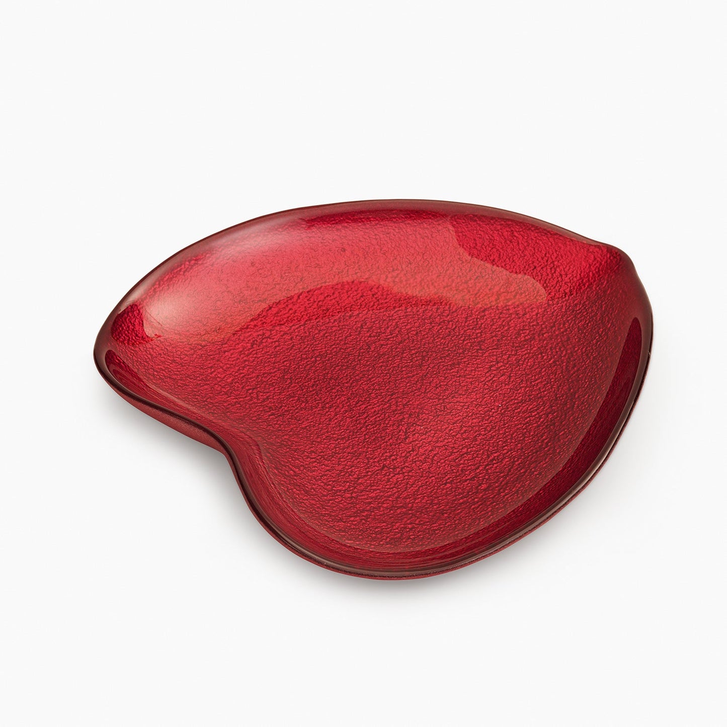 Red Textured Glass Platter - Medium