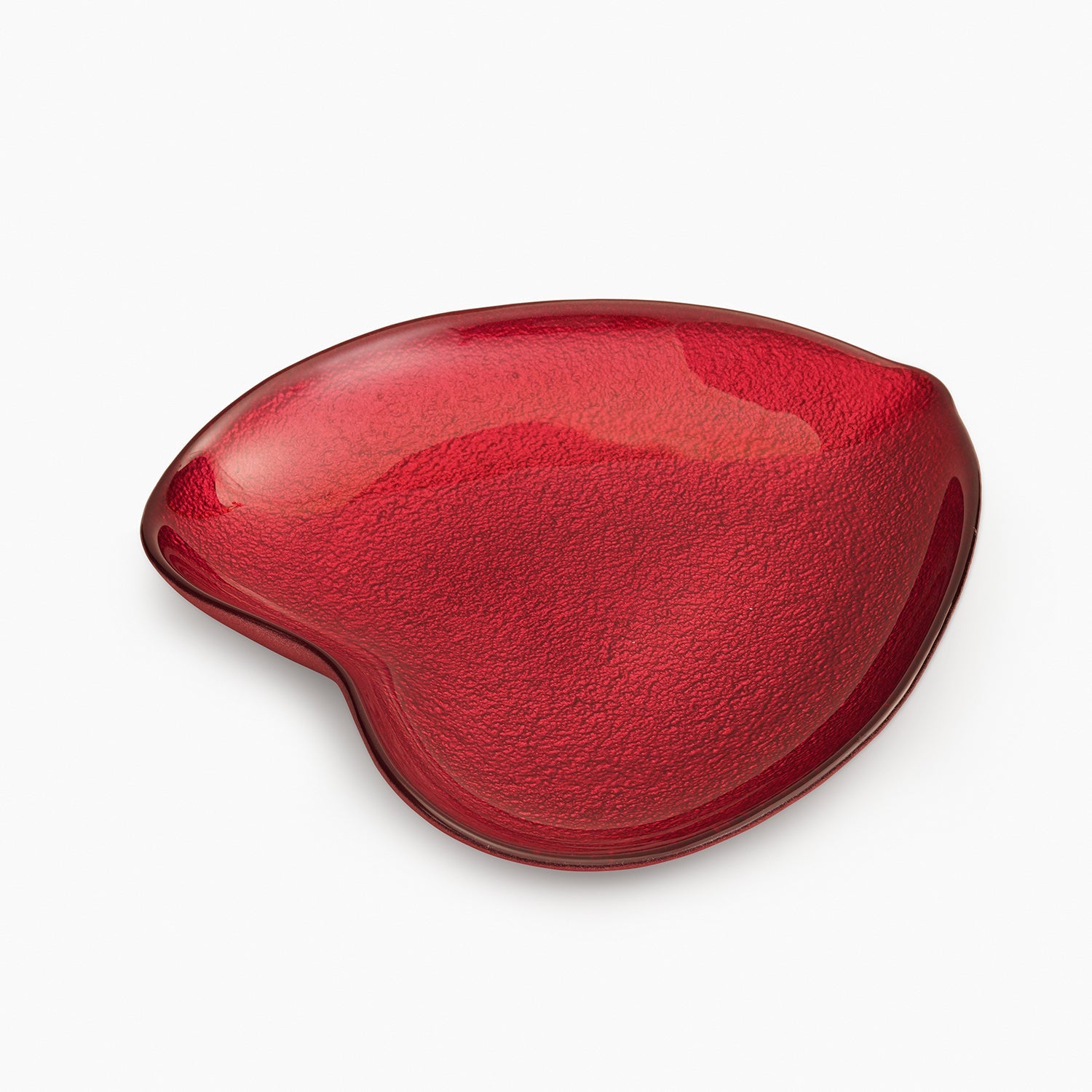 Red Textured Glass Platter - Medium