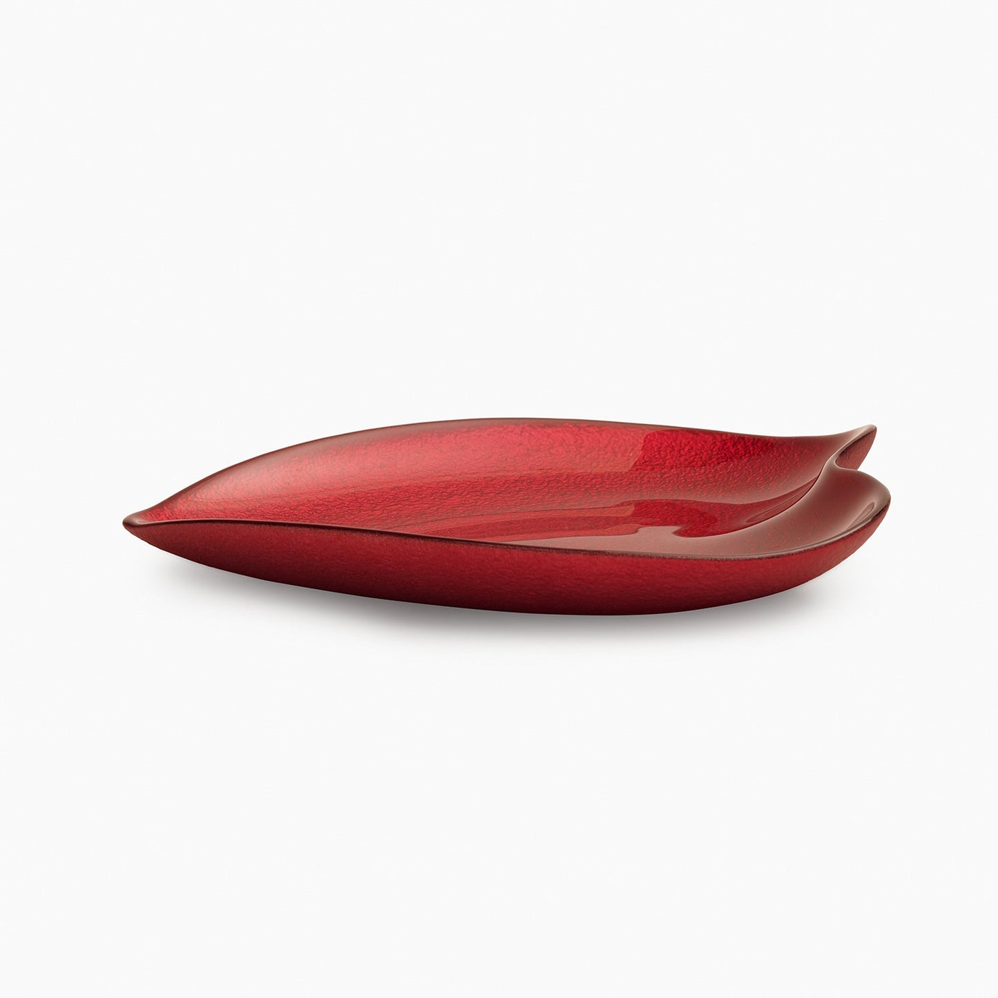 Red Textured Glass Platter - Medium