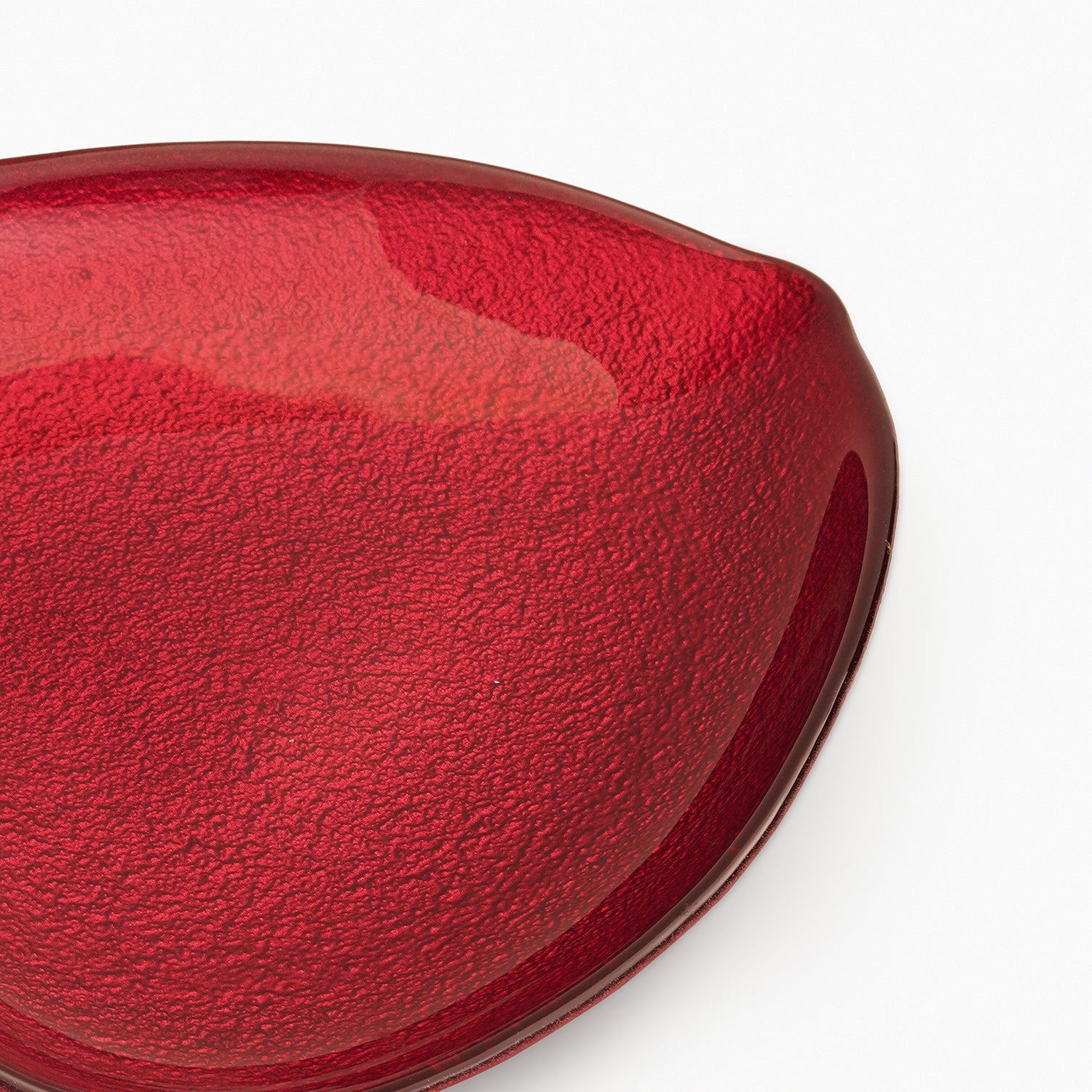 Red Textured Glass Platter - Medium