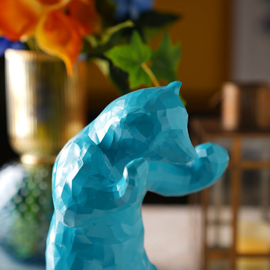 Teal Polyresin Bear Figurine - Large