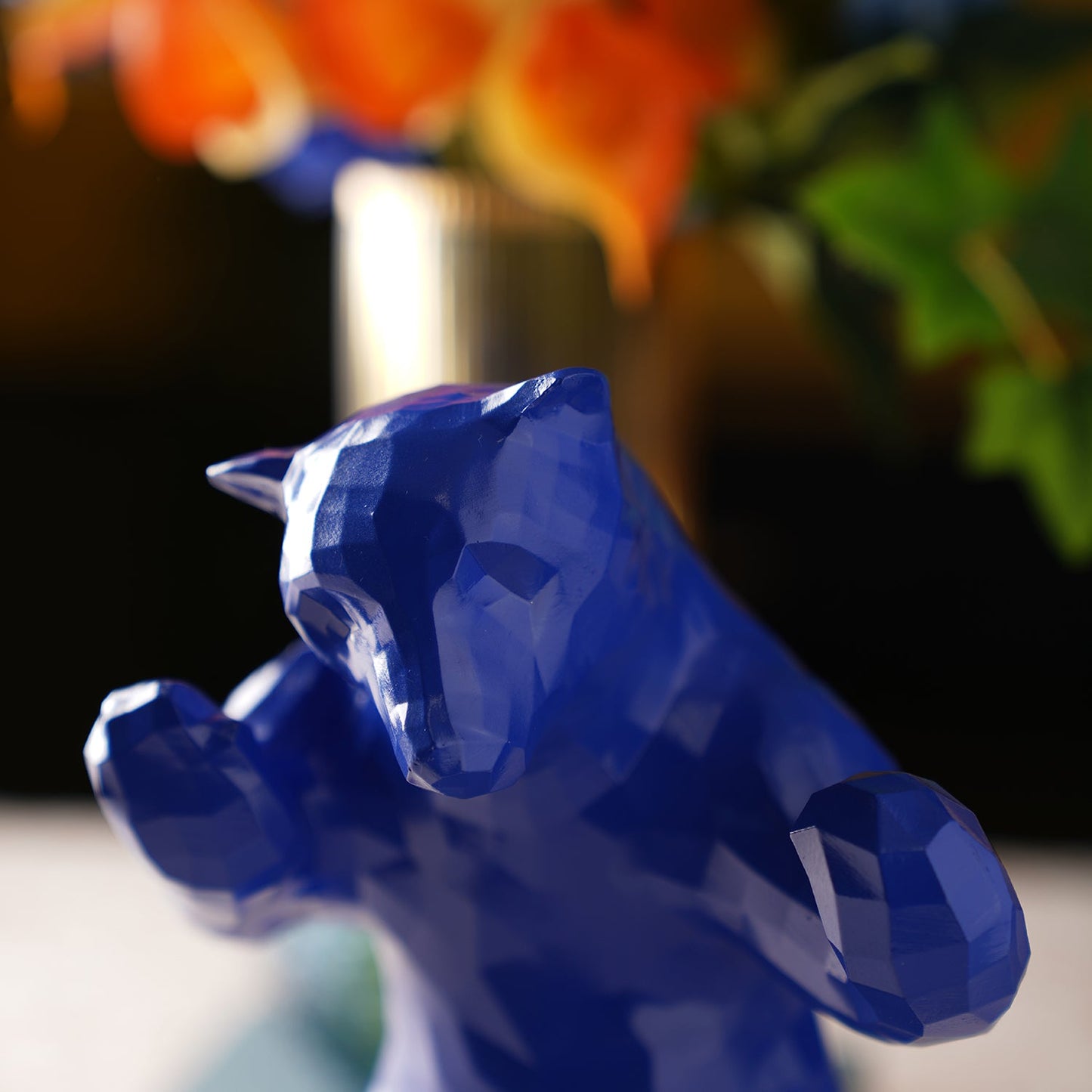 Blue Polyresin Bear Figurine - Large