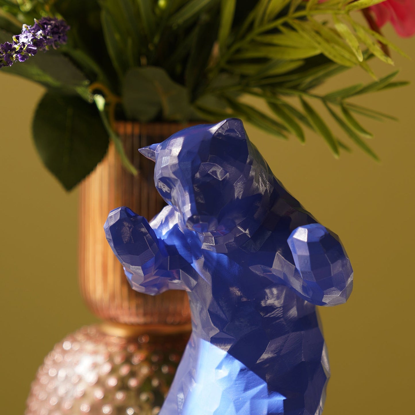 Blue Polyresin Bear Figurine - Small