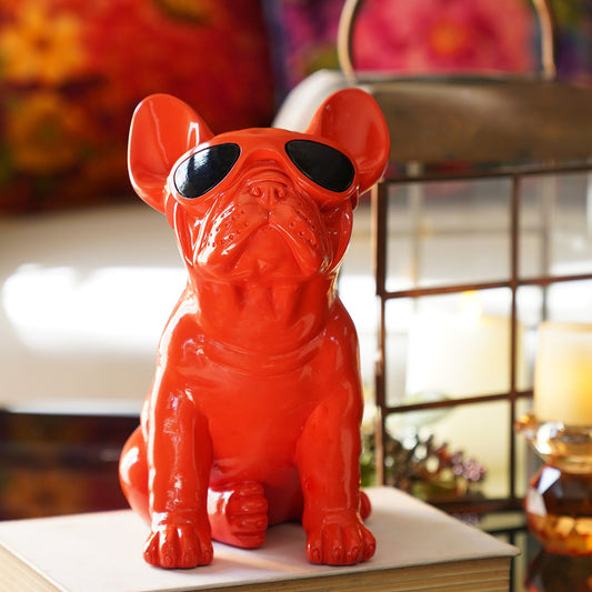 Orange Polyresin Pug Figurine