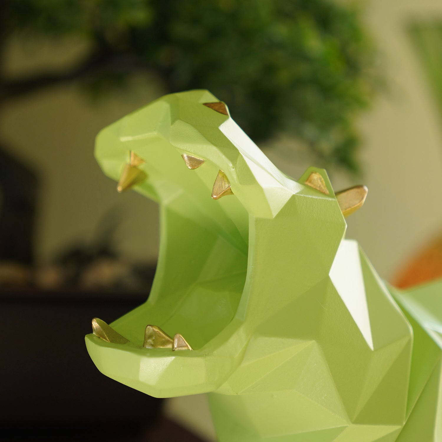 Green Polyresin Hippopotamus Figurine