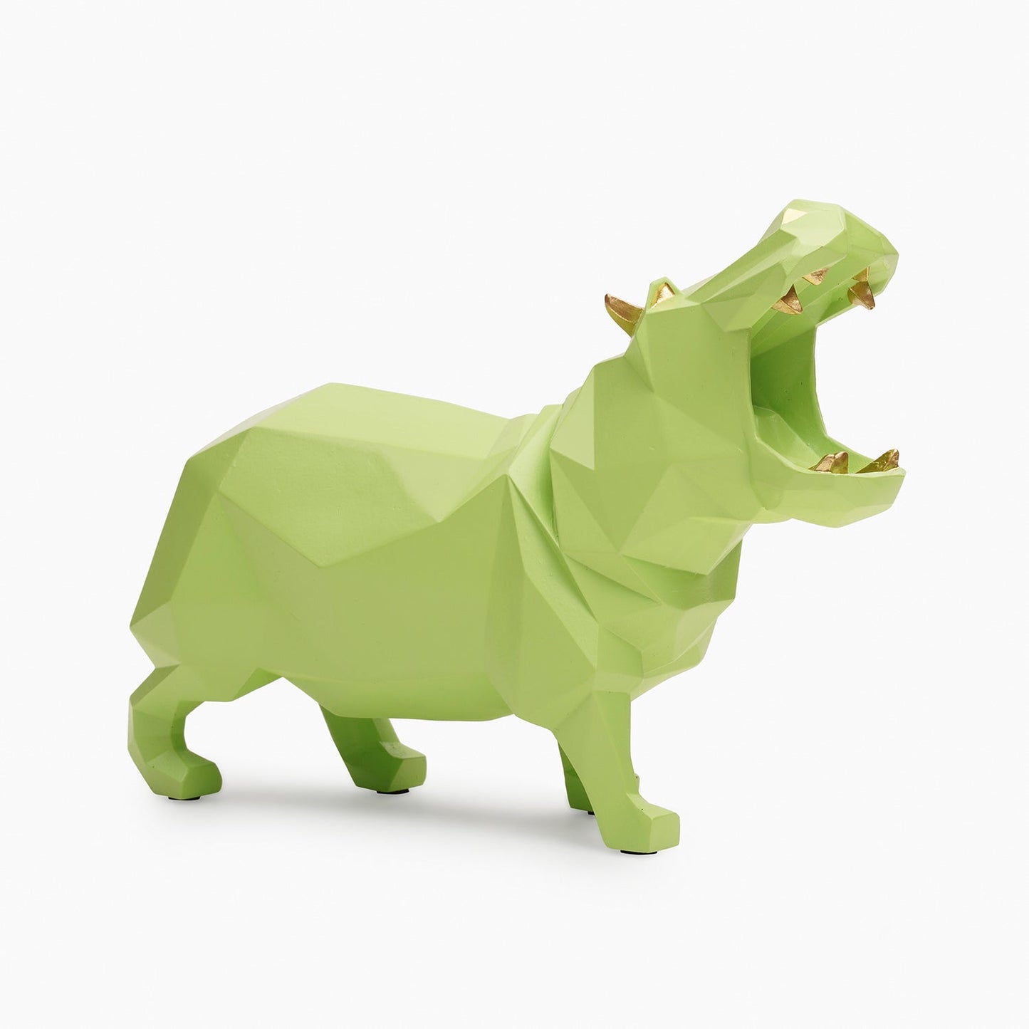 Green Polyresin Hippopotamus Figurine