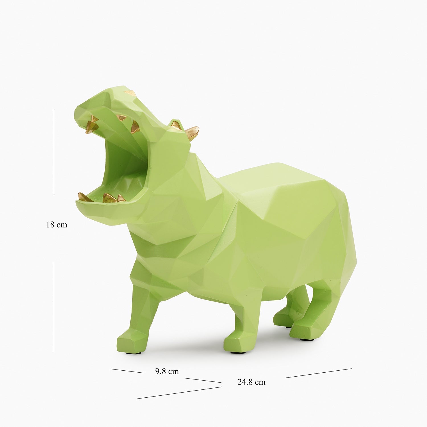 Green Polyresin Hippopotamus Figurine