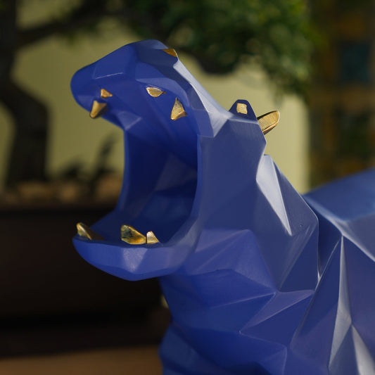 Blue Polyresin Hippopotamus Figurine