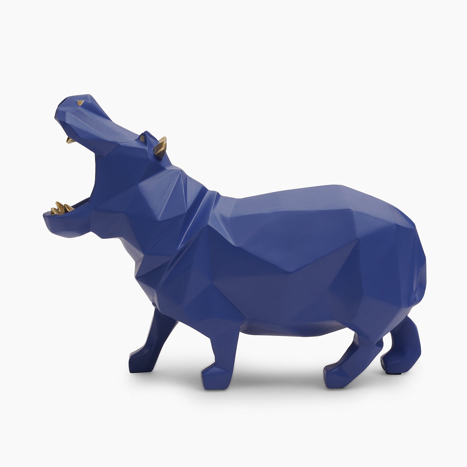 Blue Polyresin Hippopotamus Figurine