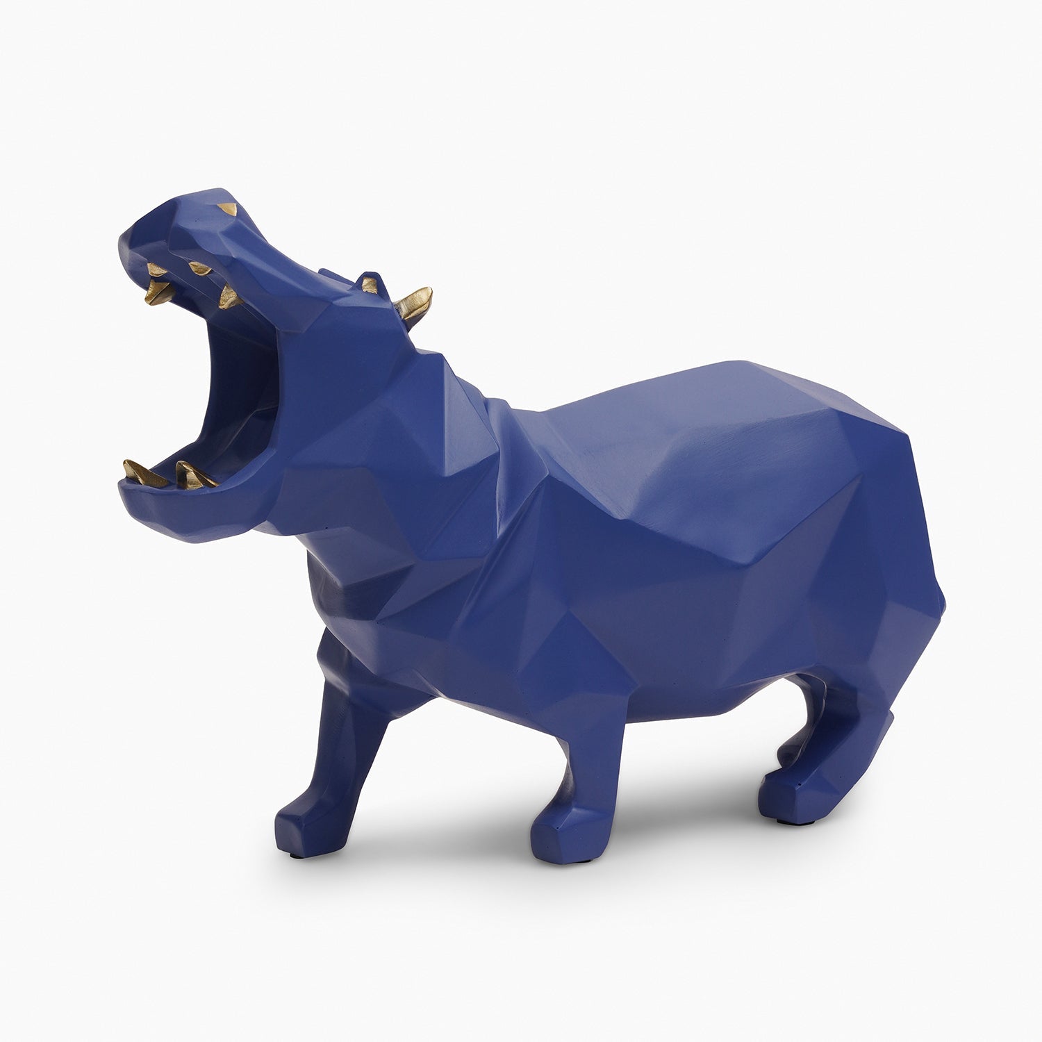 Blue Polyresin Hippopotamus Figurine