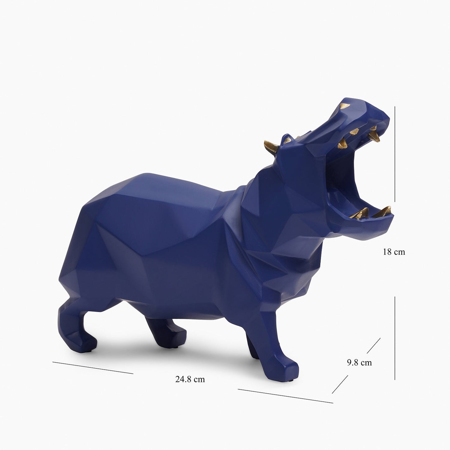 Blue Polyresin Hippopotamus Figurine