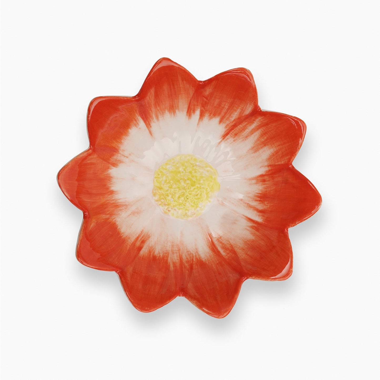 Red Porcelain Handpainted Flower Bowl