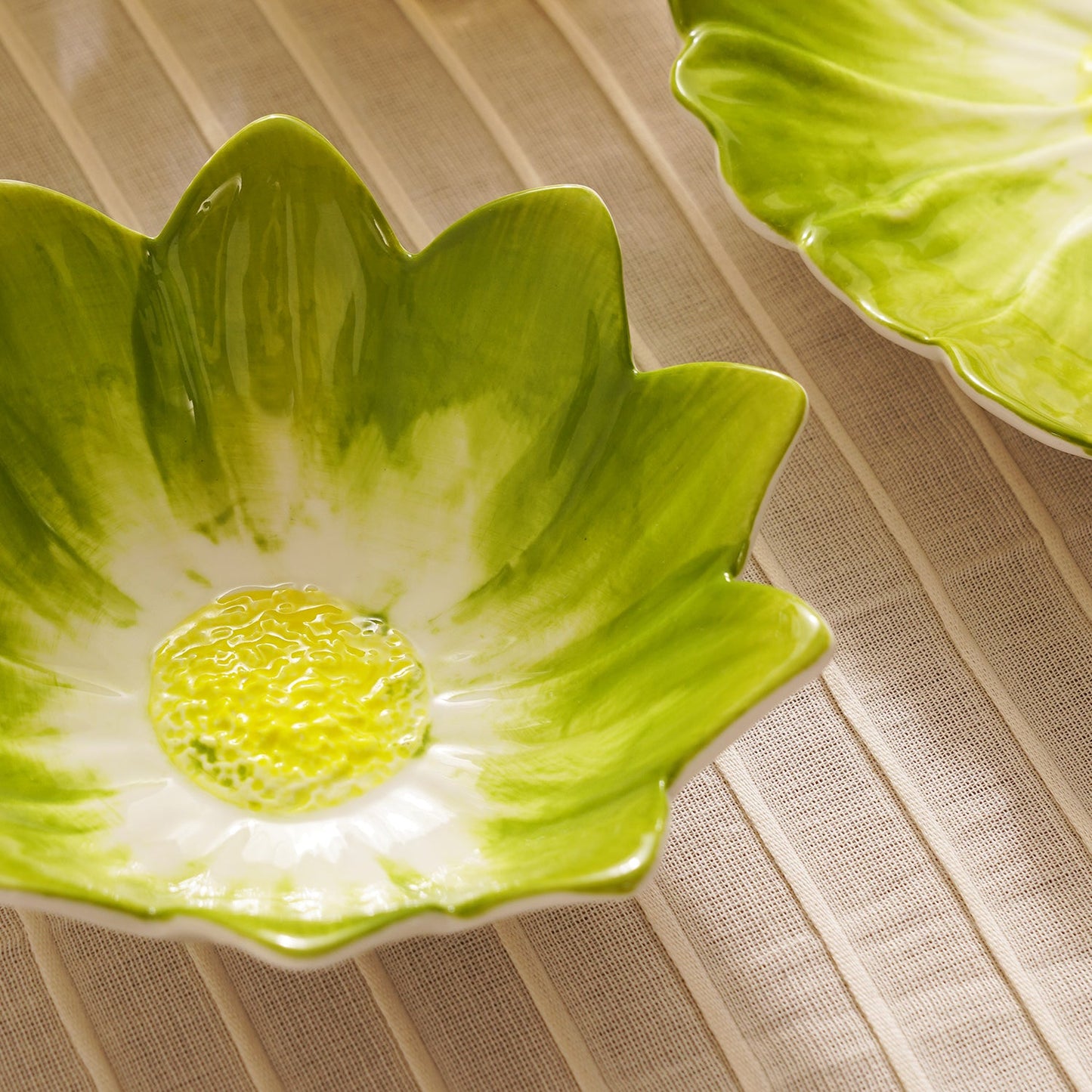Green Porcelain Handpainted Flower Bowl