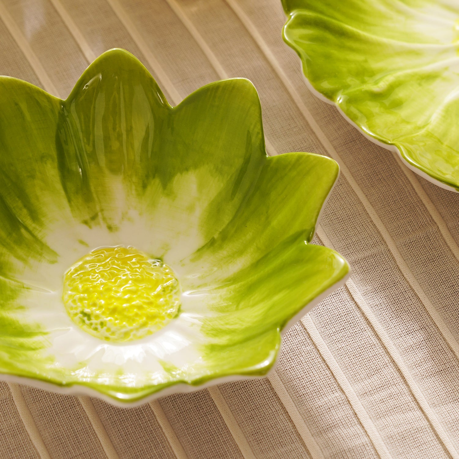 Green Porcelain Handpainted Flower Bowl