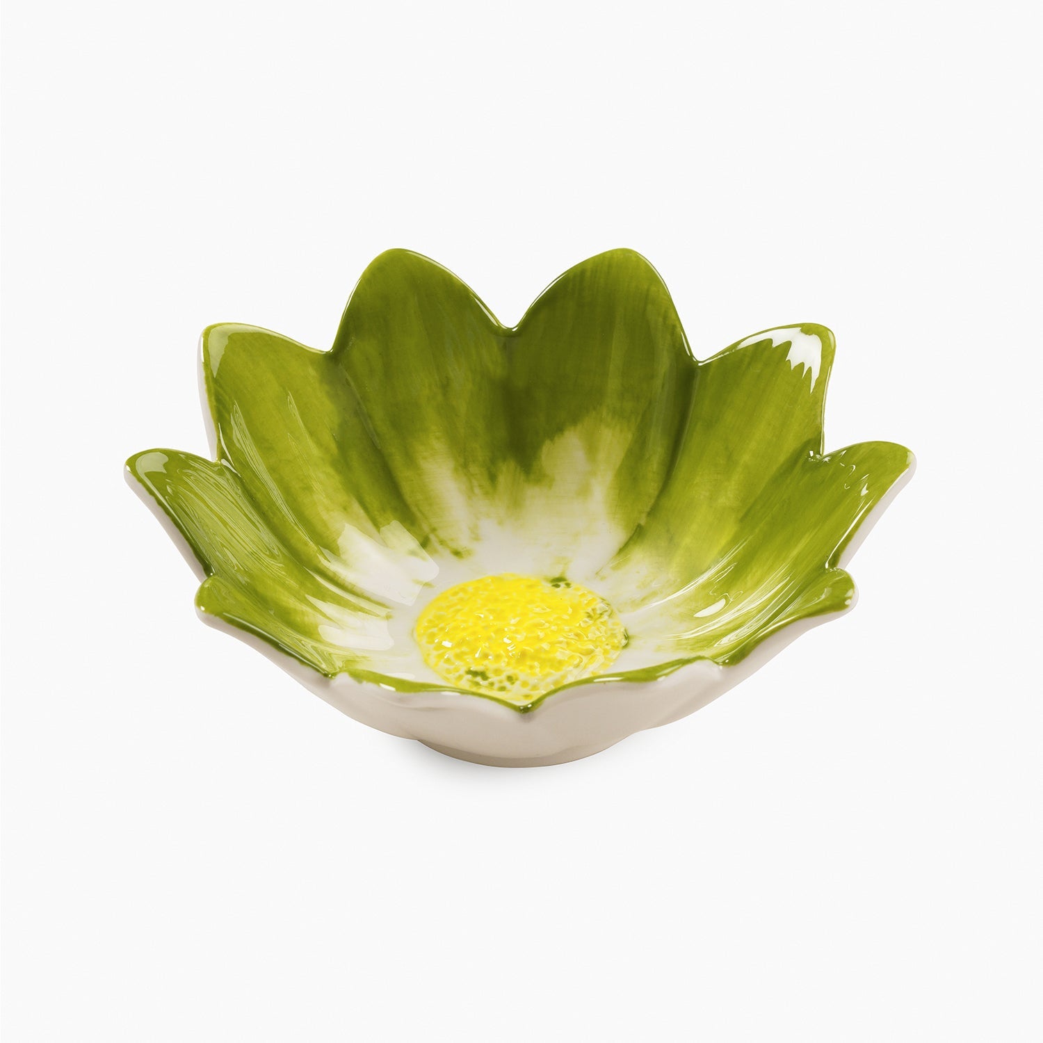 Green Porcelain Handpainted Flower Bowl