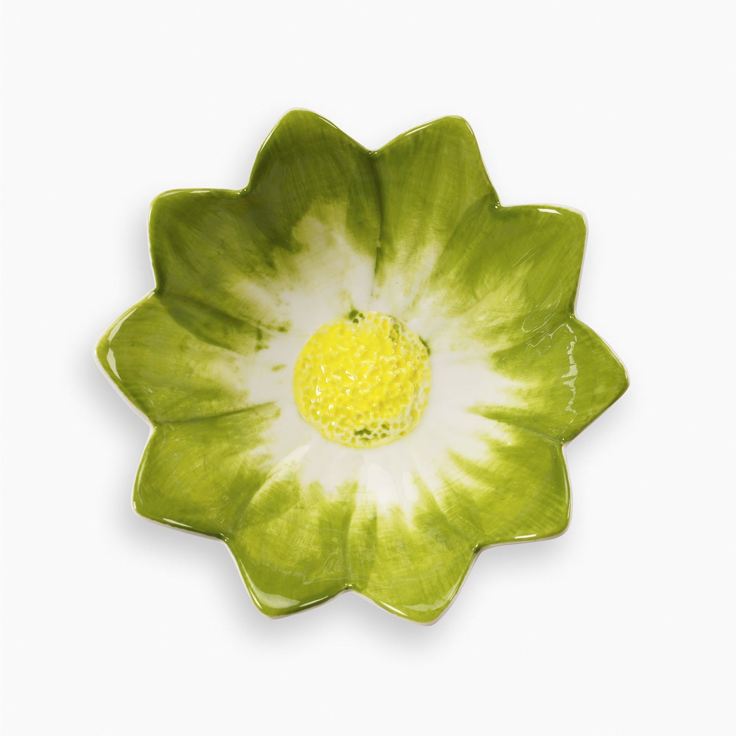 Green Porcelain Handpainted Flower Bowl
