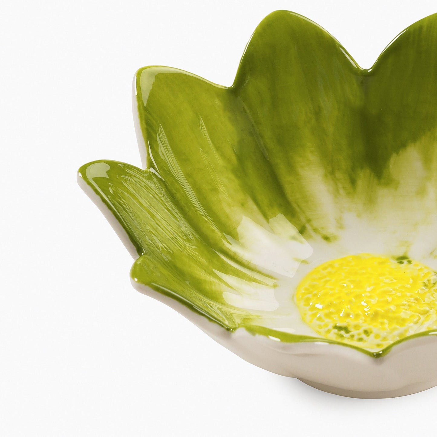 Green Porcelain Handpainted Flower Bowl