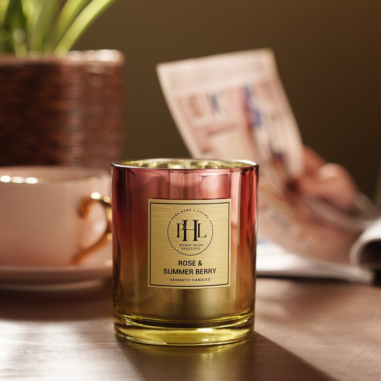 Rose & Summer Berry Scented Wax Filled Candle - Yellow