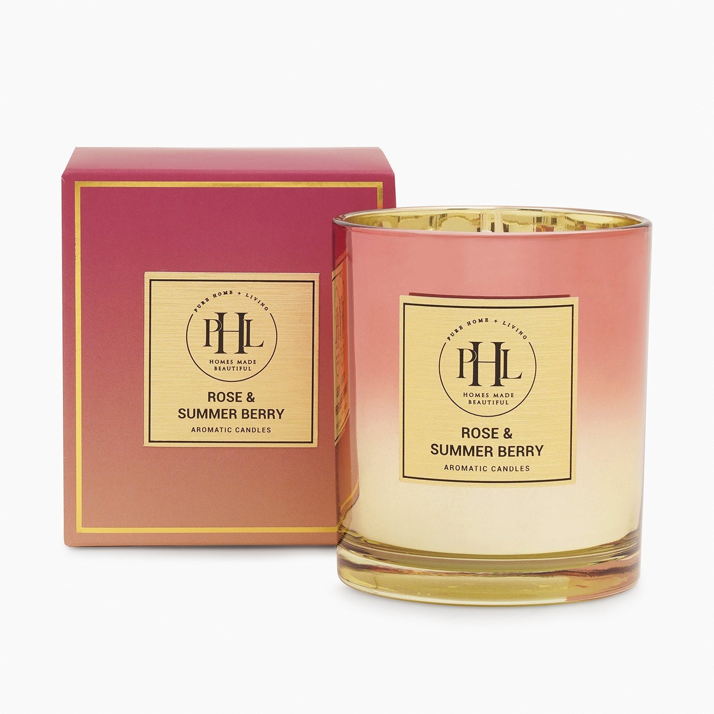 Rose & Summer Berry Scented Wax Filled Candle - Yellow