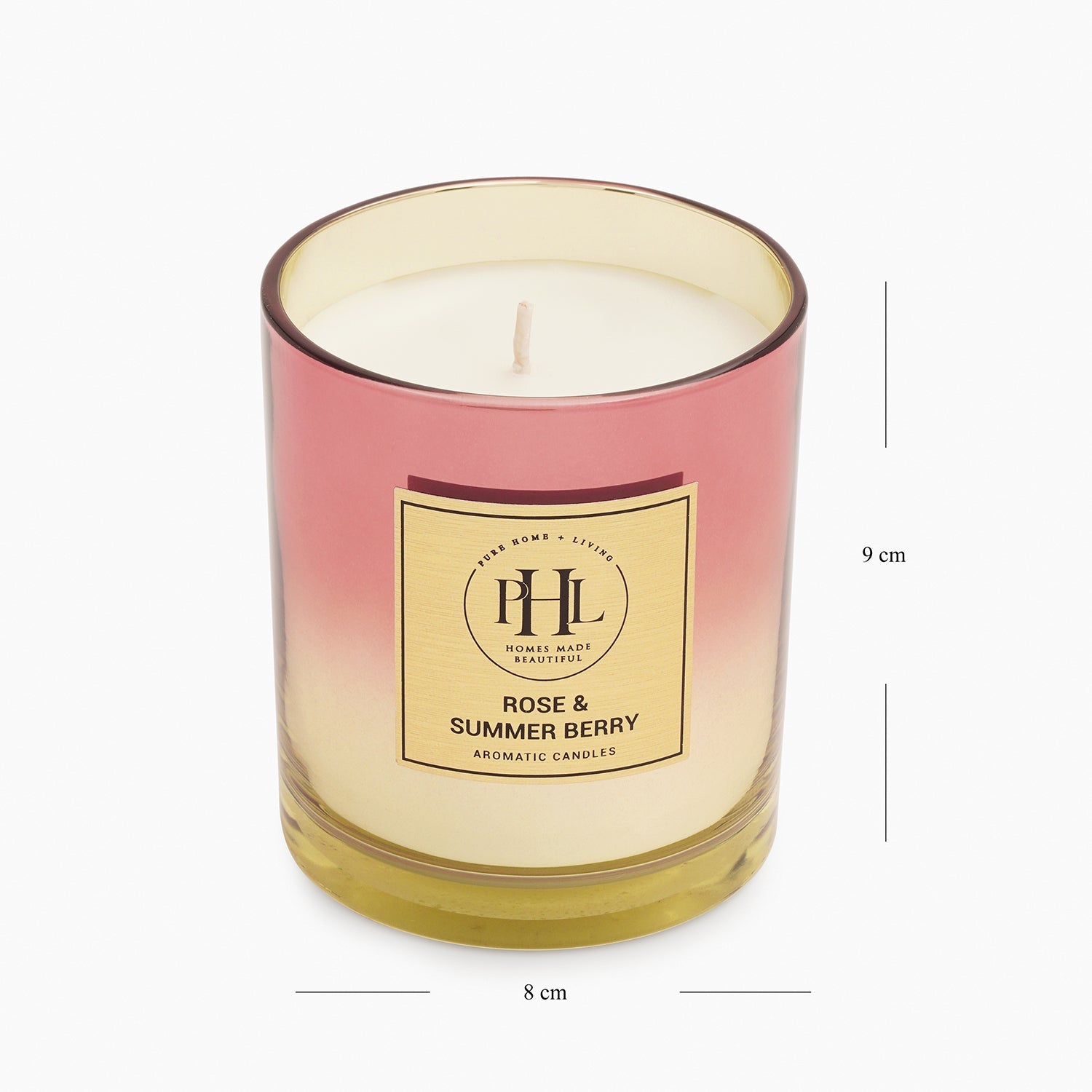 Rose & Summer Berry Scented Wax Filled Candle - Yellow