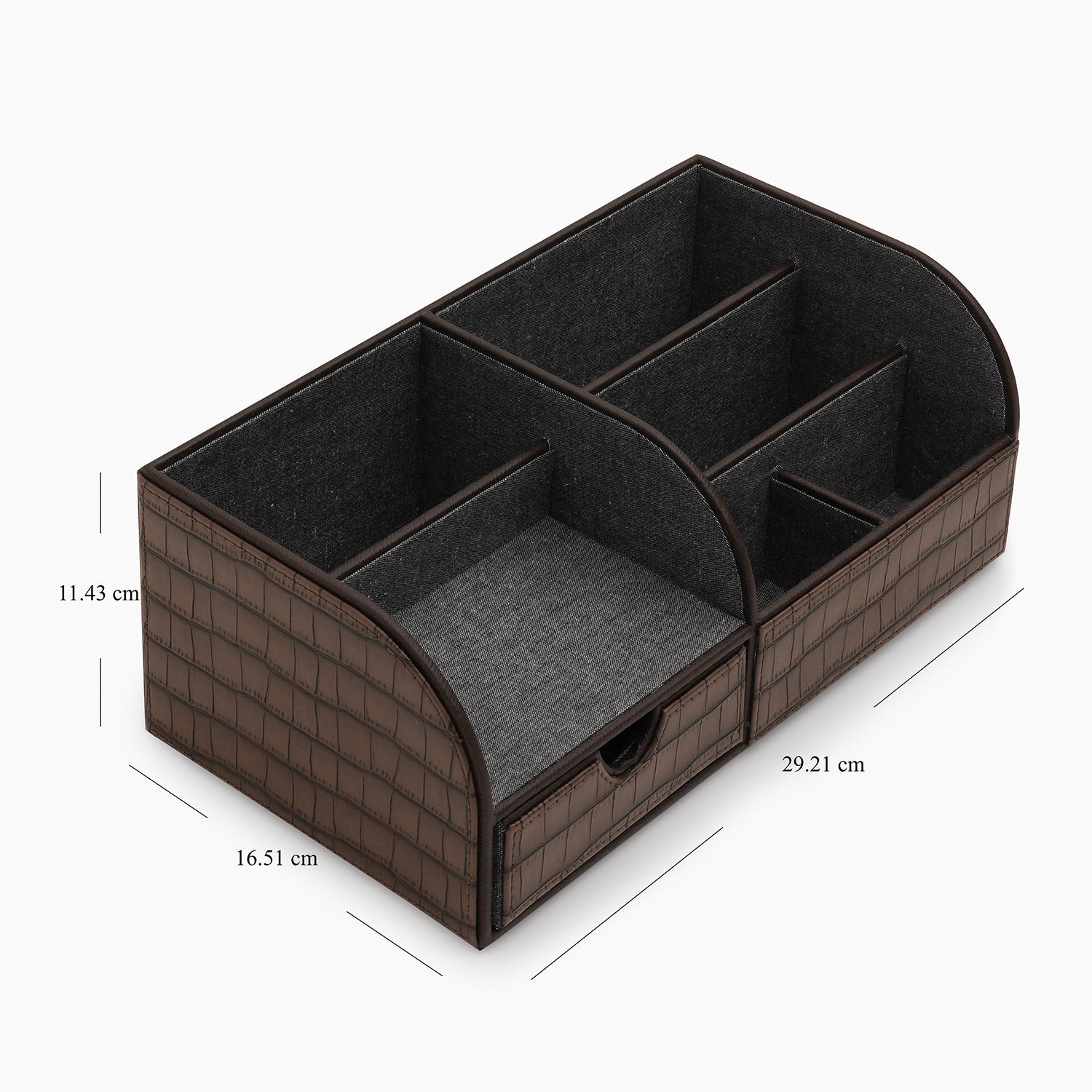Brown Croco Texture Faux Leather Desk Organiser