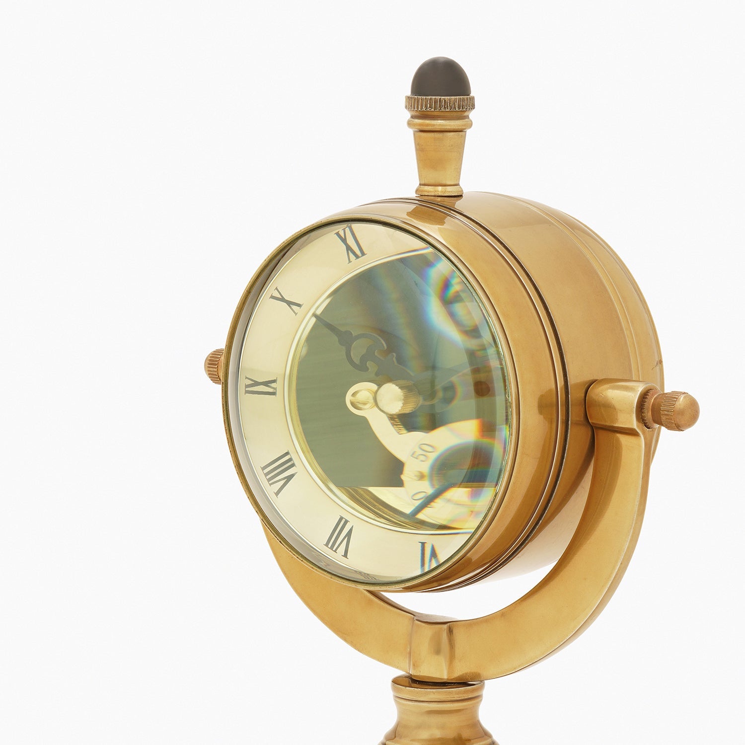 Gold Brass Finish Table Clock with Base - Small