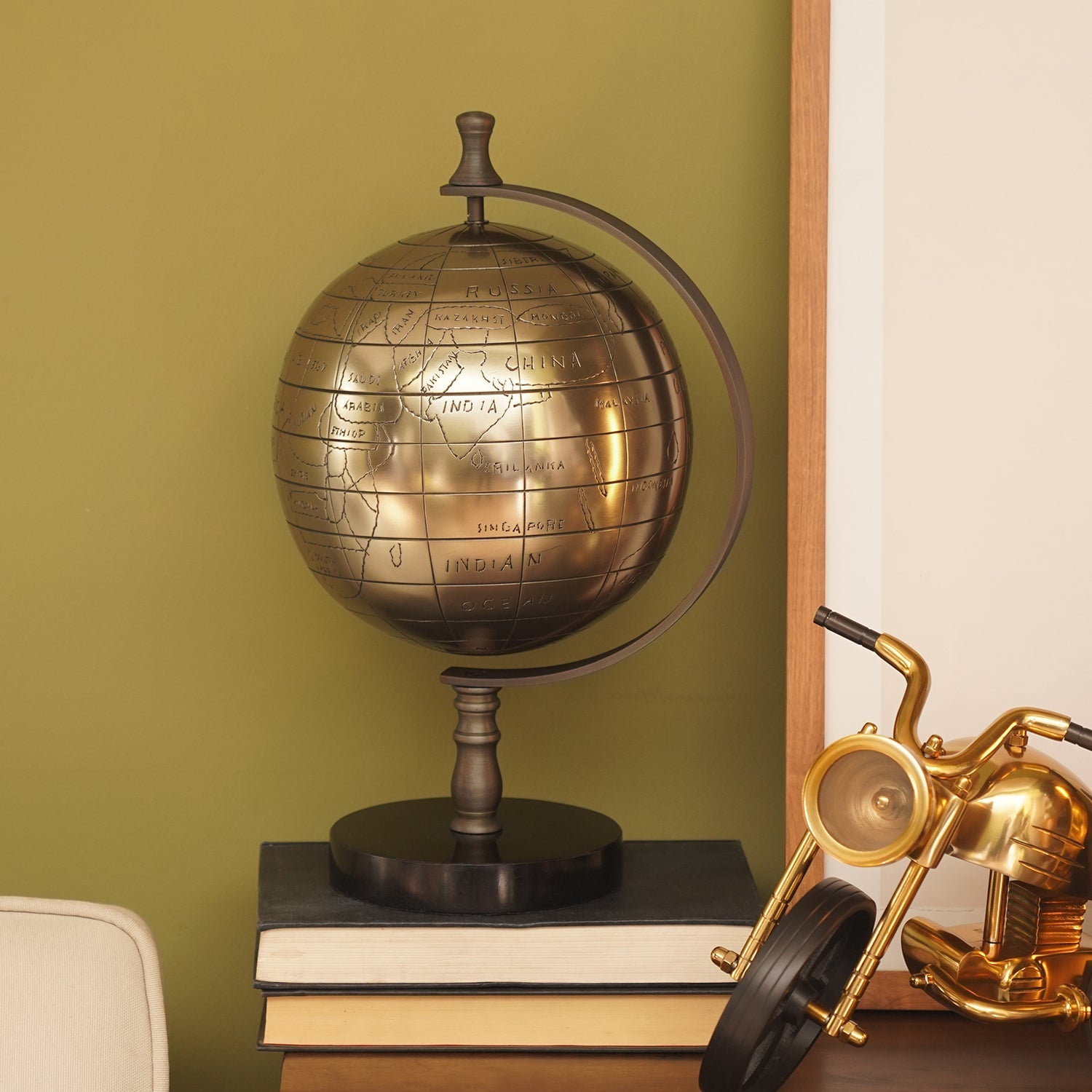 Gold Decorative Globe with Stand - Large
