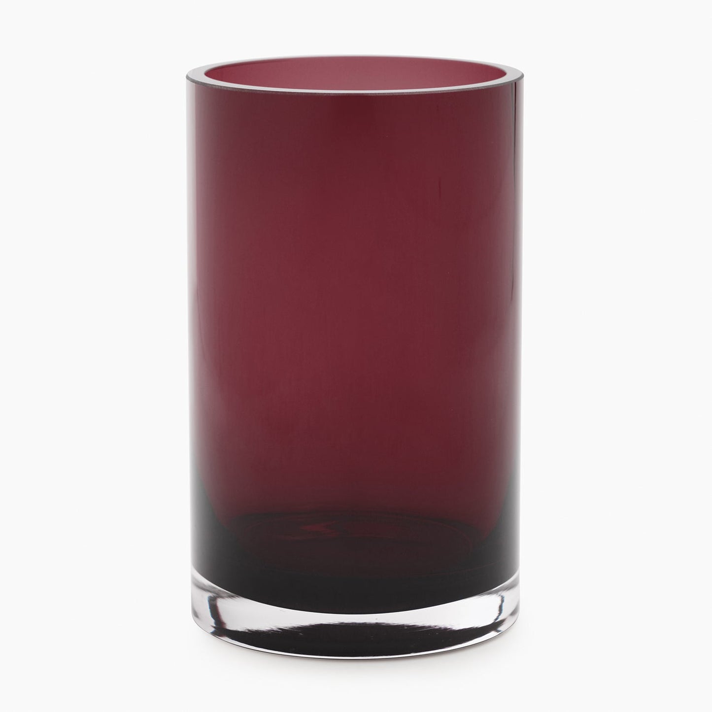 Dark Red Glass Cylindrical Vase - Small