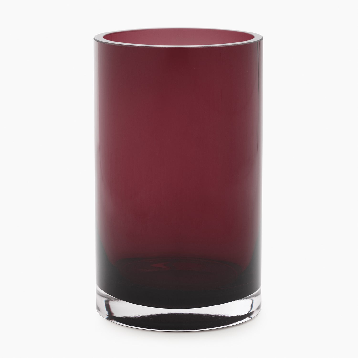 Dark Red Glass Cylindrical Vase - Small