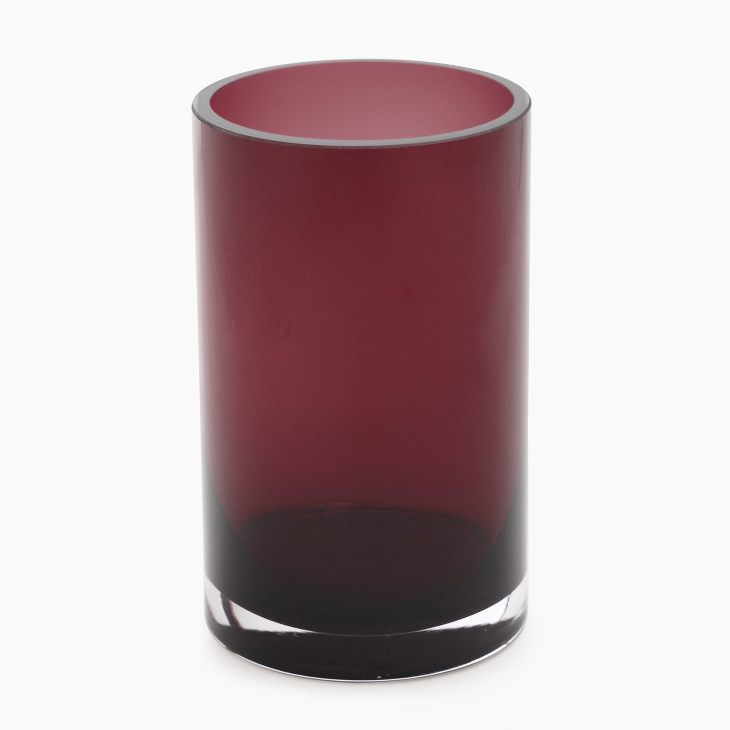 Dark Red Glass Cylindrical Vase - Small