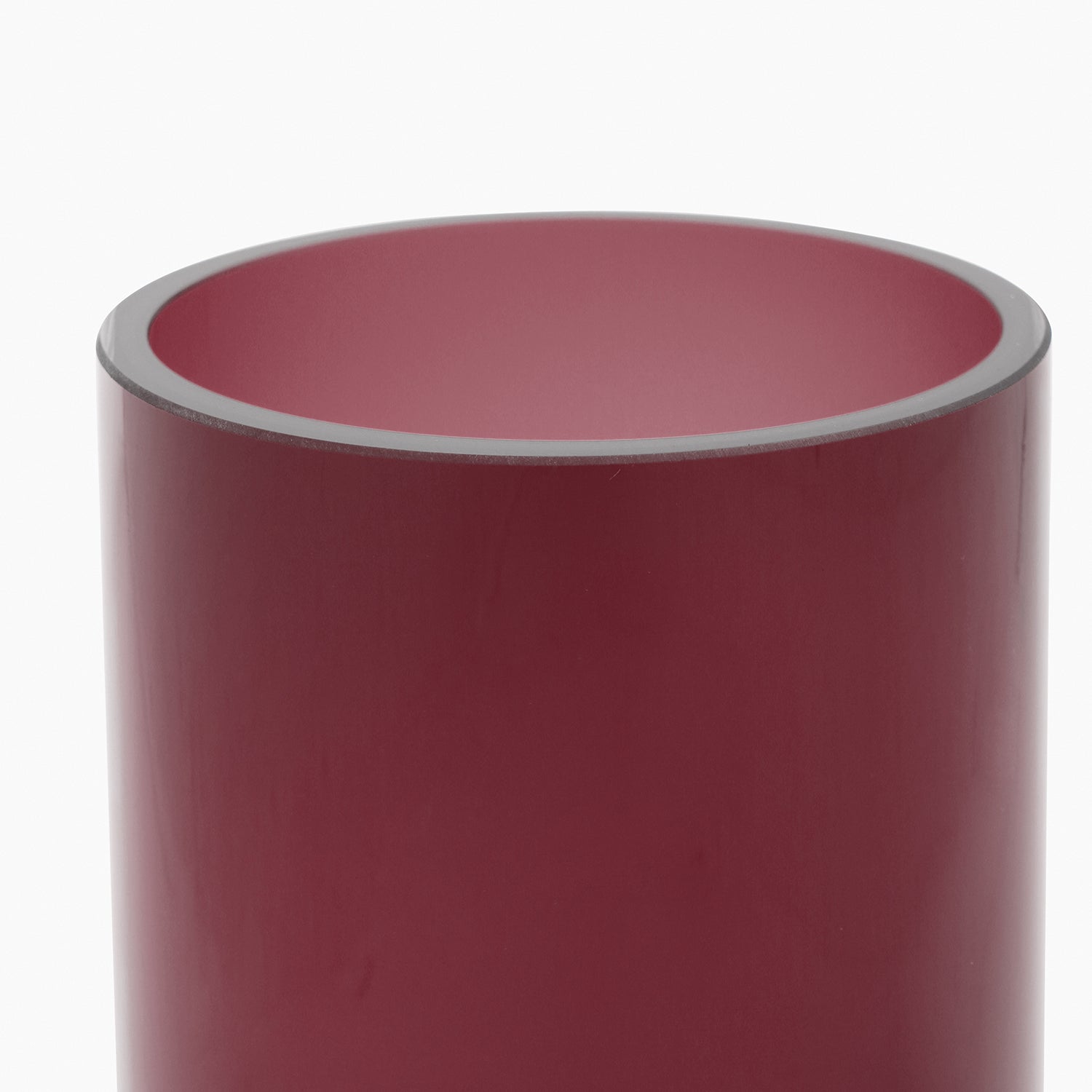 Dark Red Glass Cylindrical Vase - Small