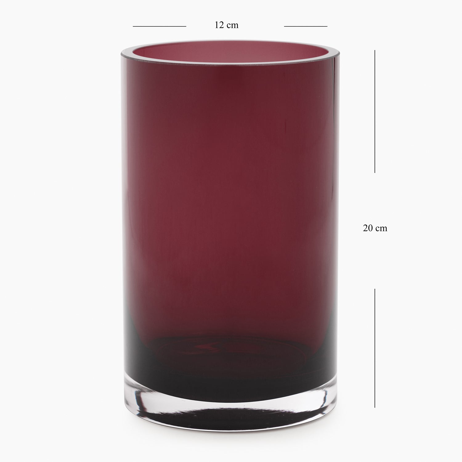 Dark Red Glass Cylindrical Vase - Small