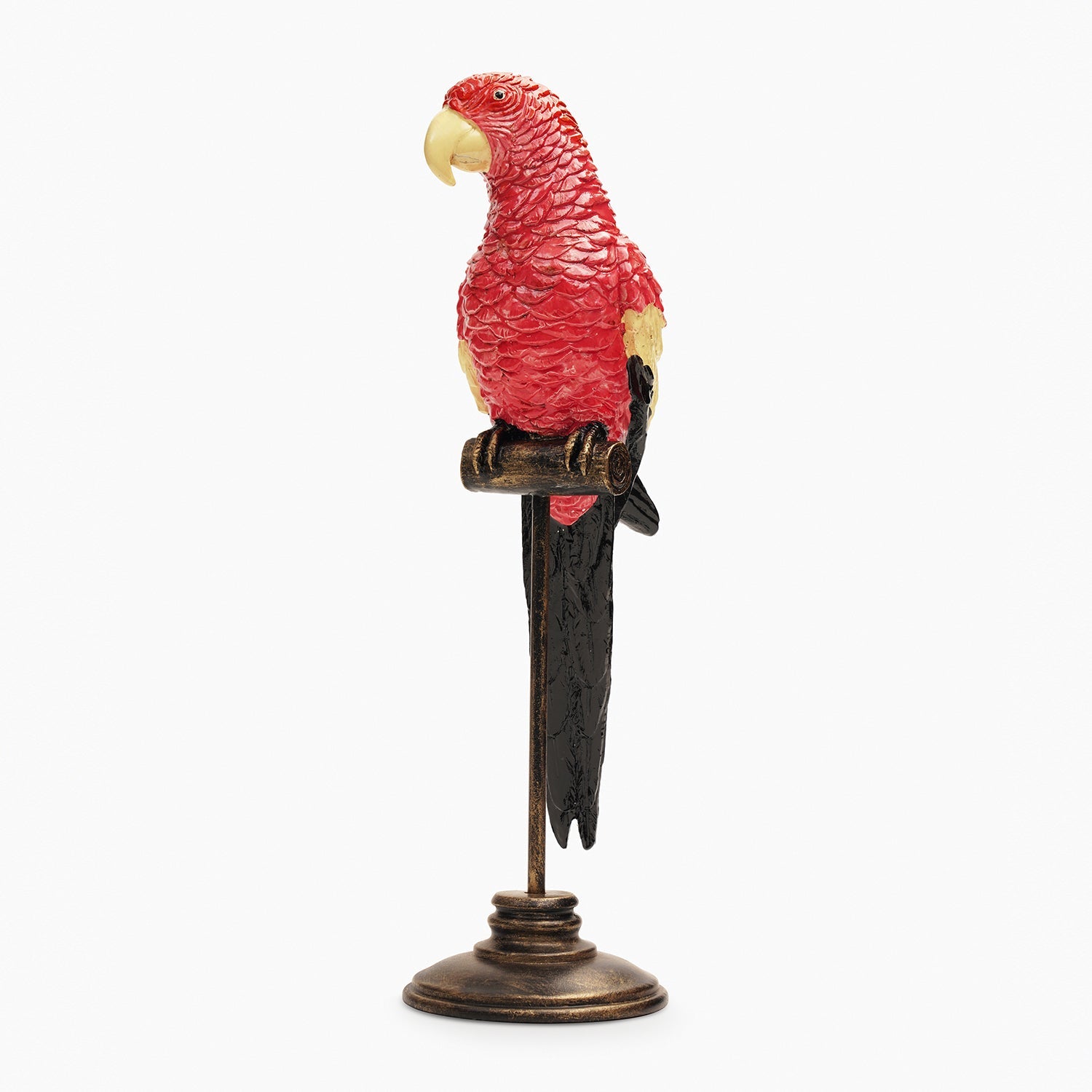 Coral Polyresin Exotic Parrot with Stand