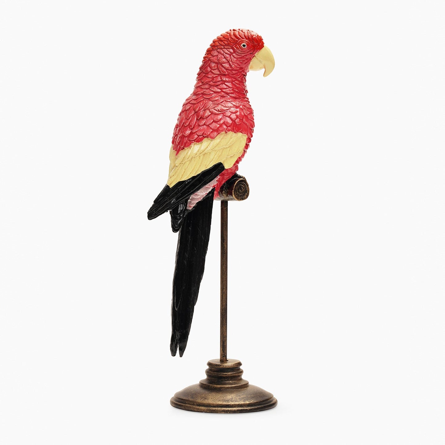 Coral Polyresin Exotic Parrot with Stand