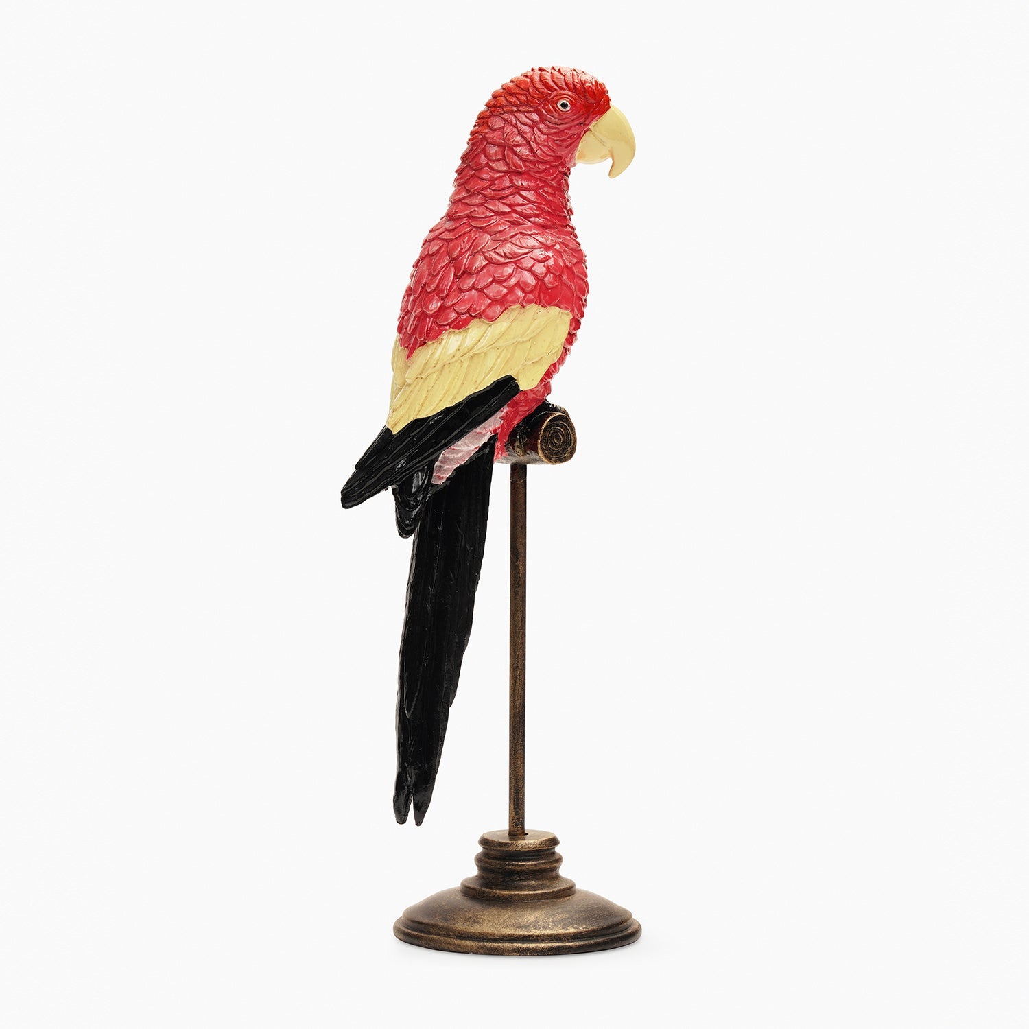 Coral Polyresin Exotic Parrot with Stand