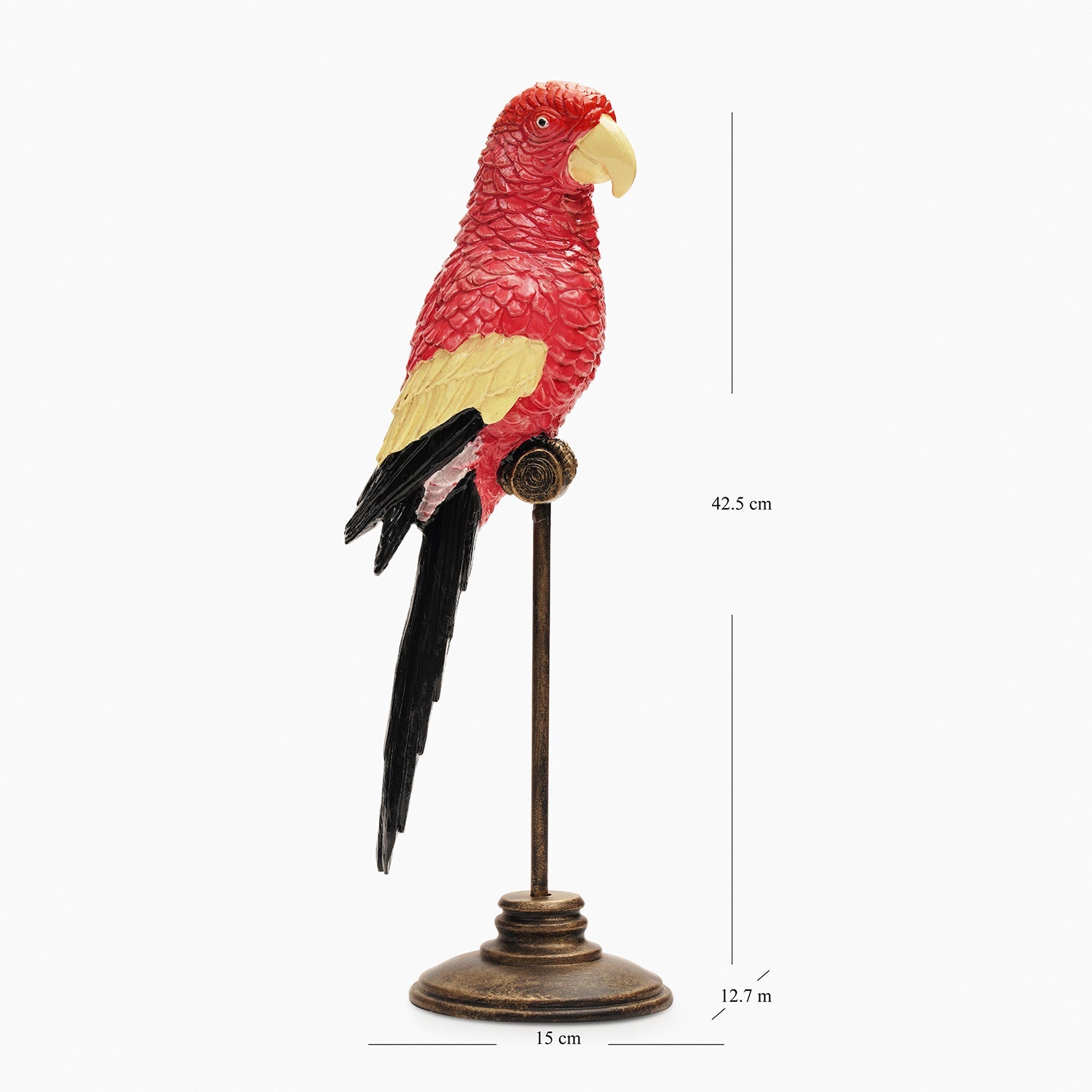 Coral Polyresin Exotic Parrot with Stand