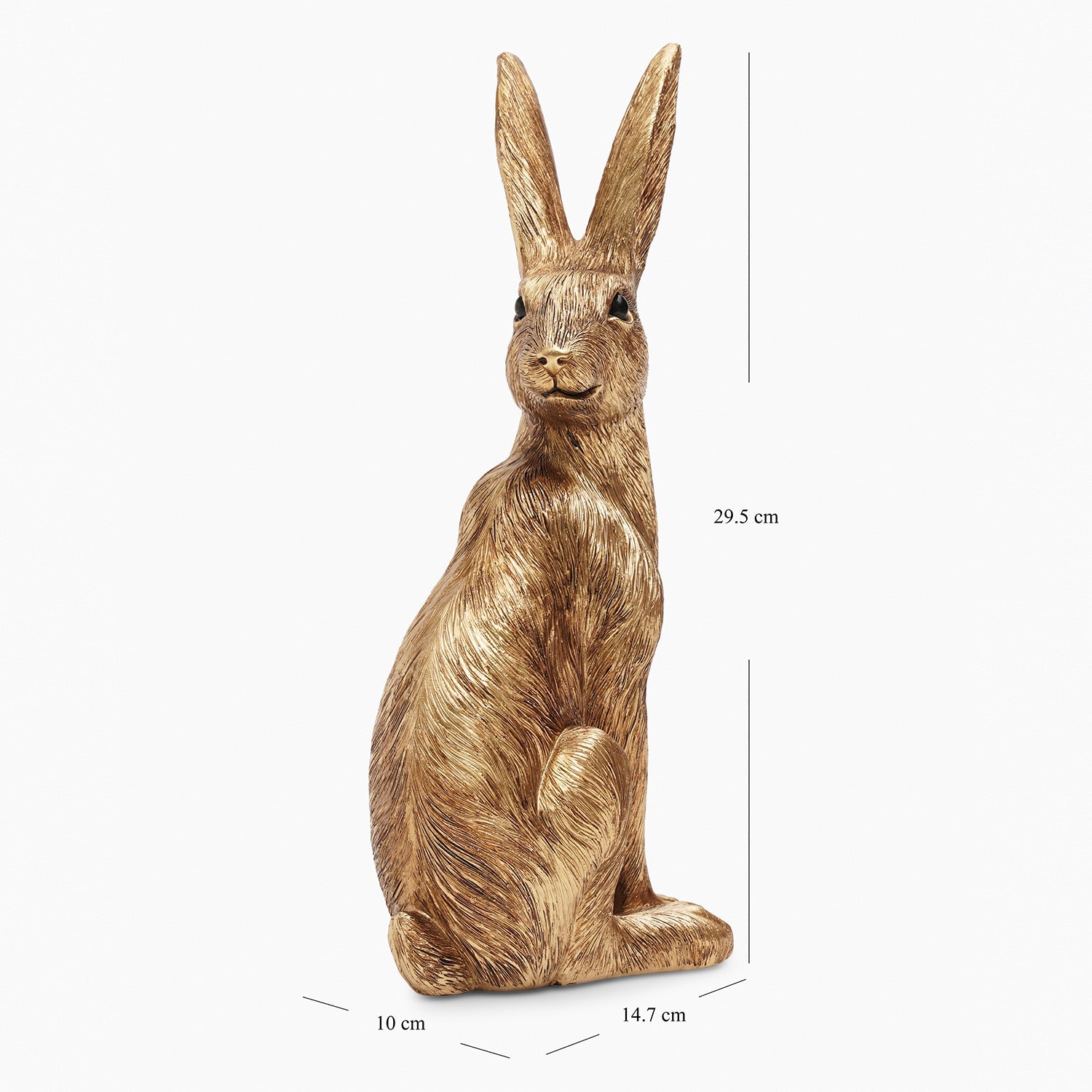 Gold Metal Finish Polyresin Rabbit Figurine - Large