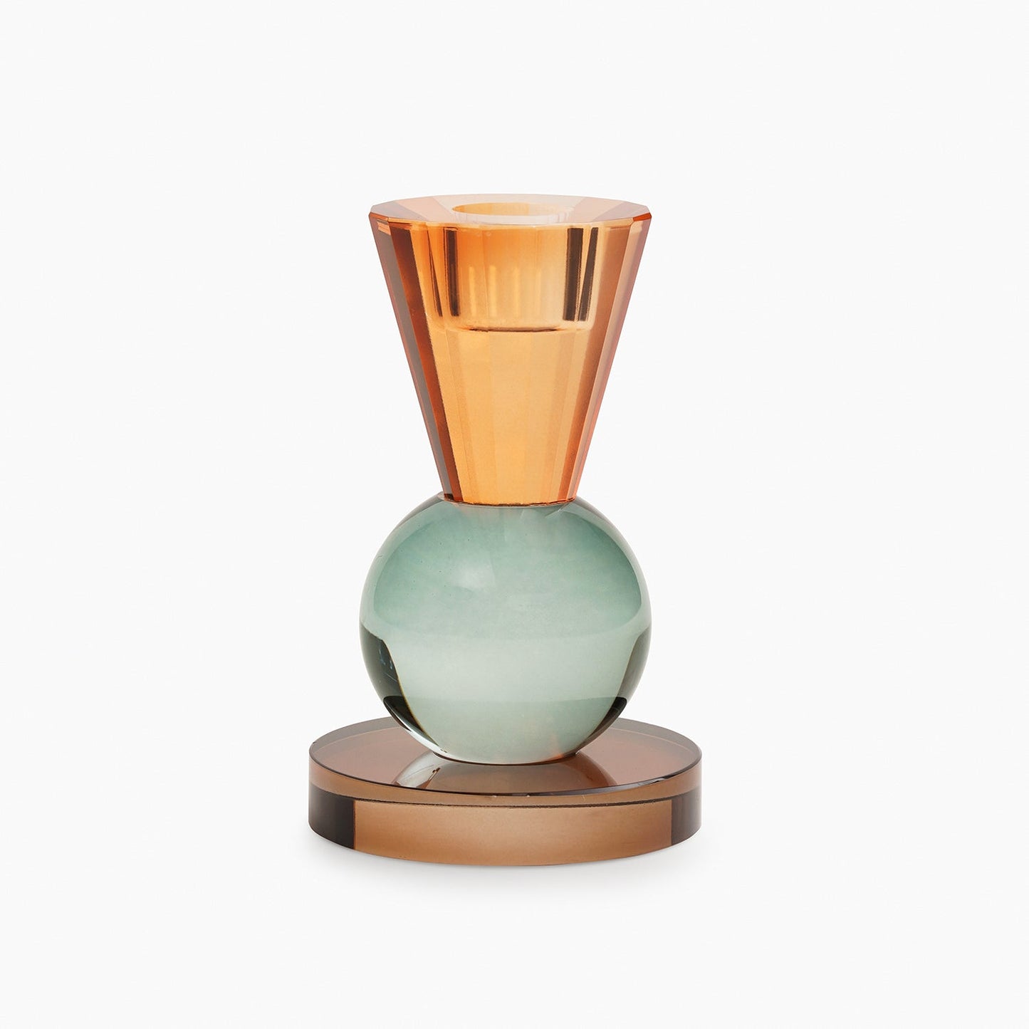 Orange 3 Tone Multishape Glass Candle Holder