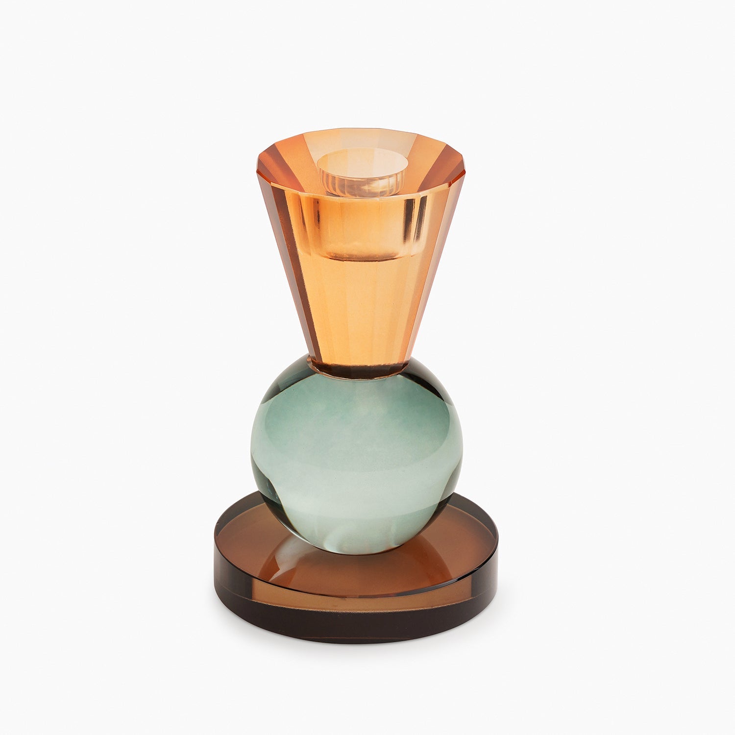 Orange 3 Tone Multishape Glass Candle Holder