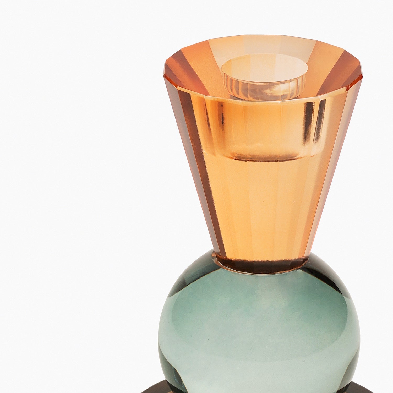 Orange 3 Tone Multishape Glass Candle Holder