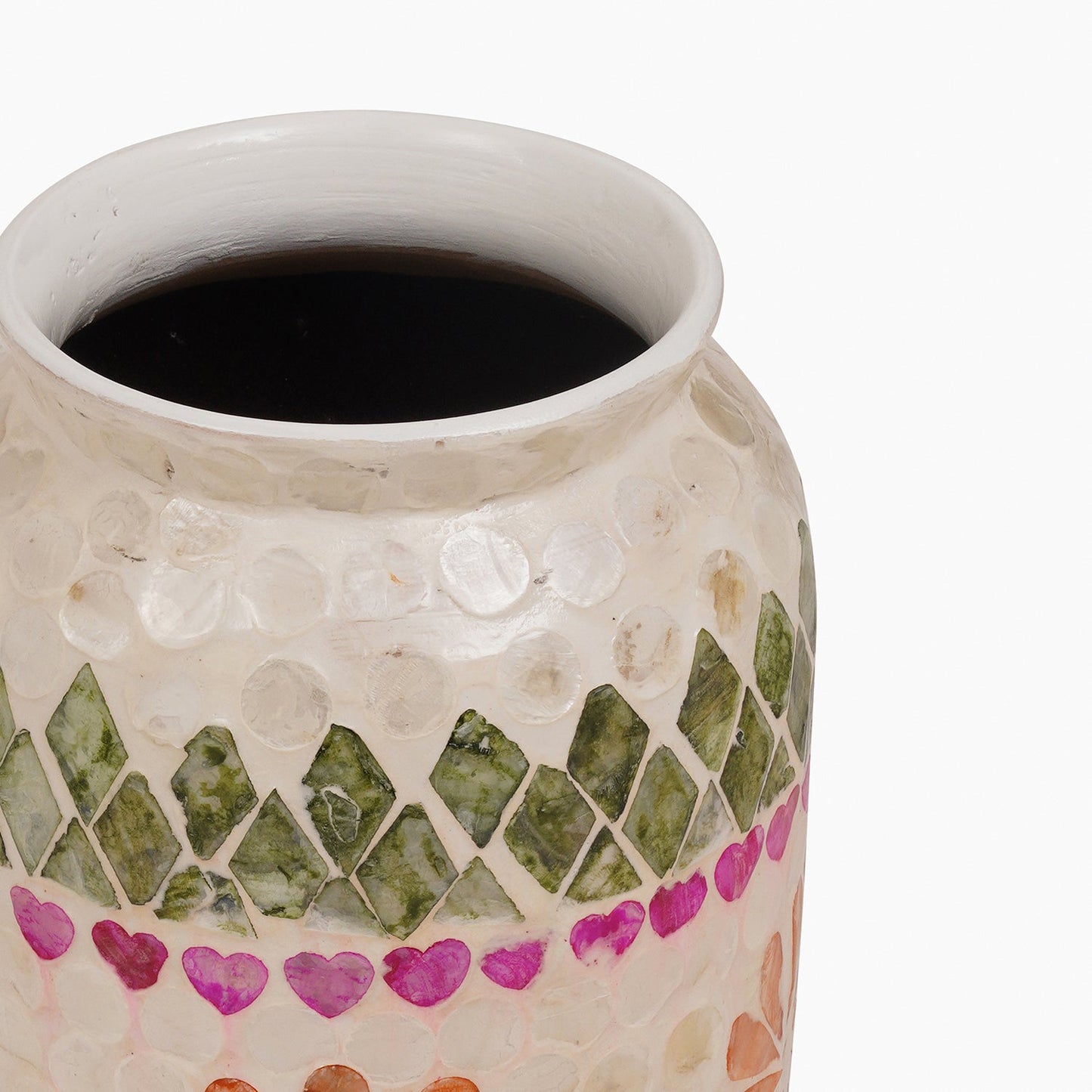 Green & Pink Bamboo Capiz Shell Round Vase - Small