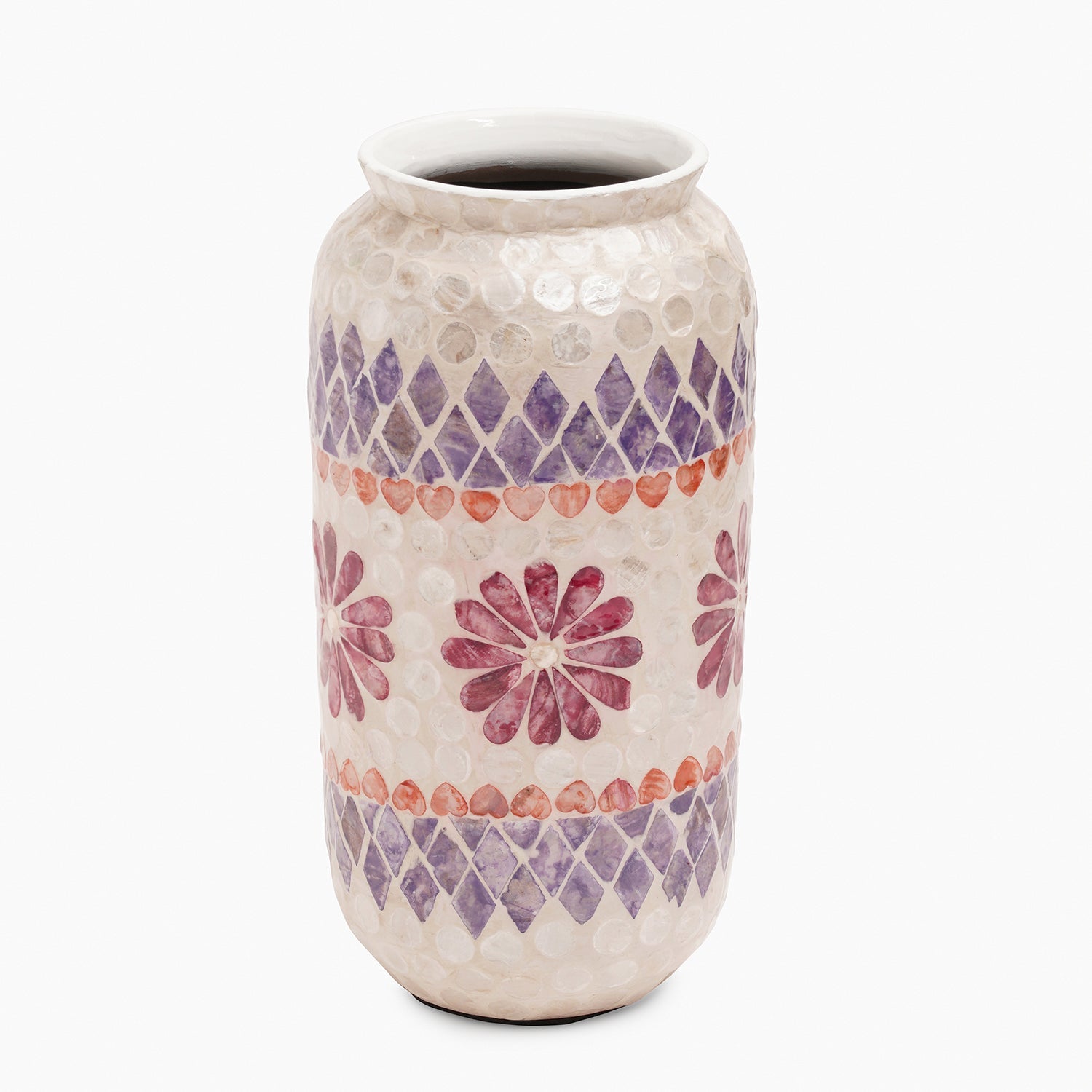 Purple & Orange Floral Print  Vase