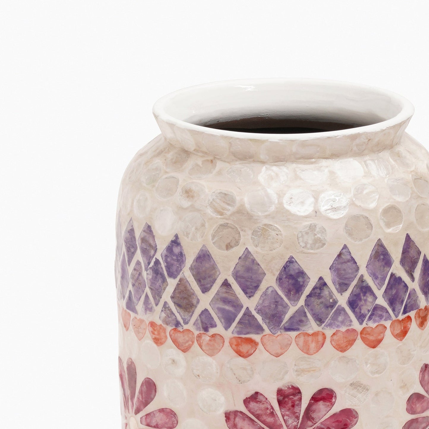 Purple & Orange Floral Print Capiz Shell Vase - Small